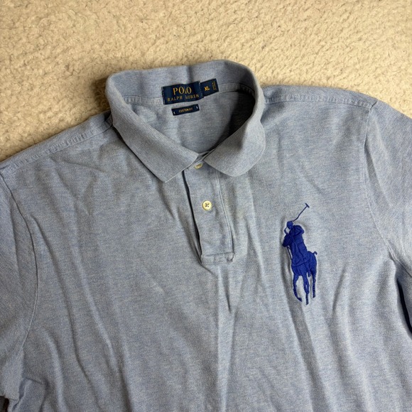 Polo Ralph Lauren Other - Polo Ralph Lauren Big Pony Polo Shirt Mens XL Custom Fit Blue Short Sleeve Pique